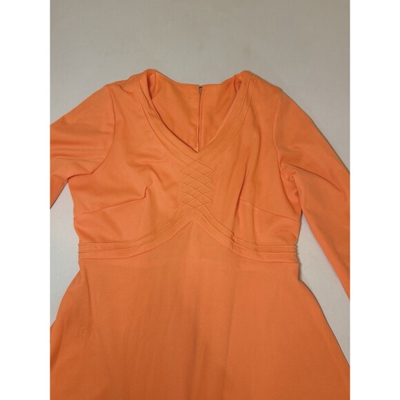 Vintage Lady Laura Toni Todd Neon Orange 70s Maxi Dress L/S - Picture 3 of 14